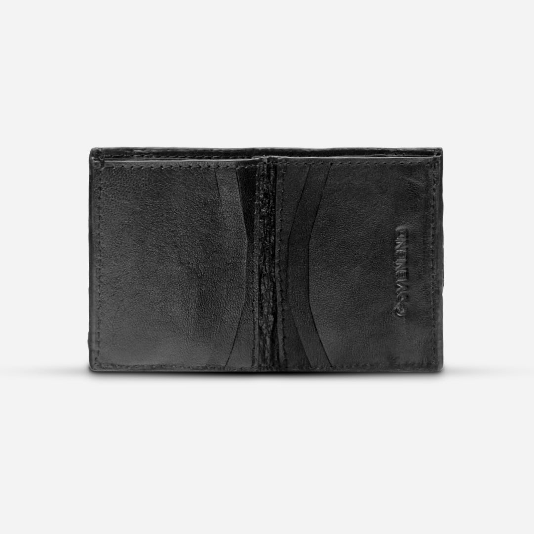 Cartera Compacta "The TIE" Ostrich Negro Profundo