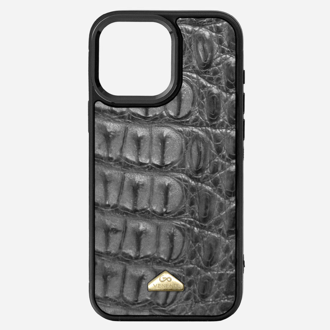 Funda iPhone 16 Pro Max Billionaire Croc Gray