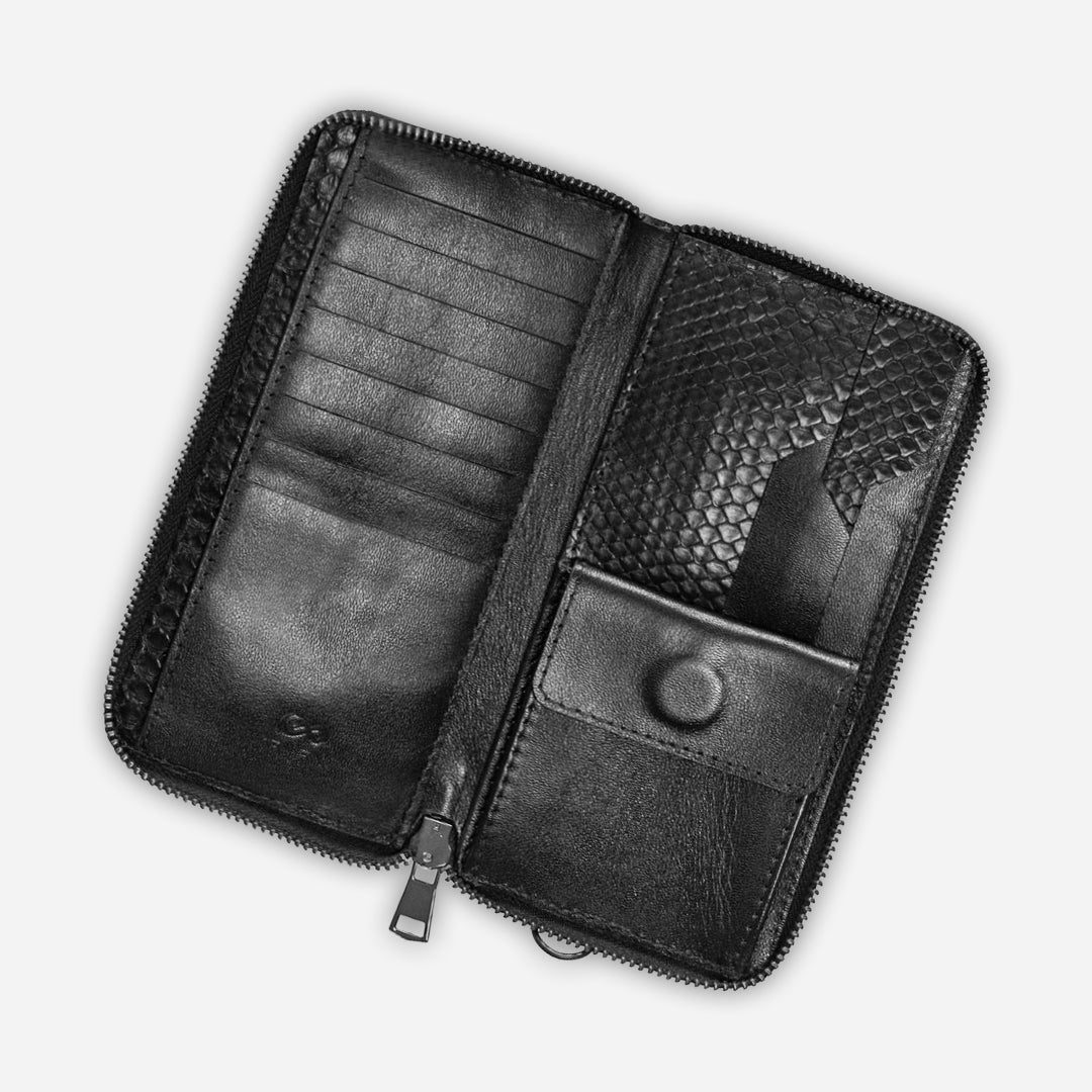 Cartera Larga "The Glam" Python Black