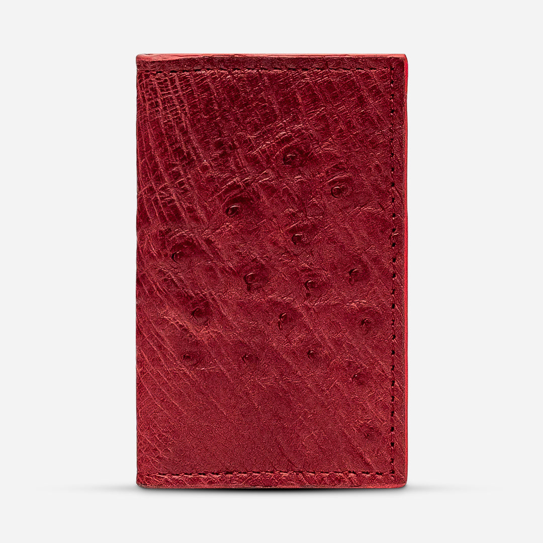 Tarjetero Vertical "Huracán" Ostrich Red