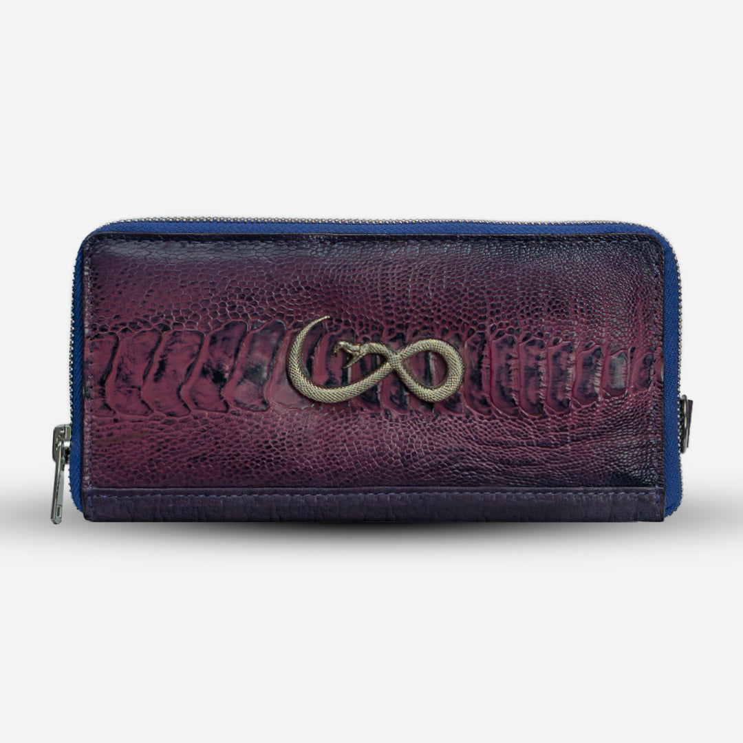 Cartera Larga "The Glam" Ostrich Orchid Jewel