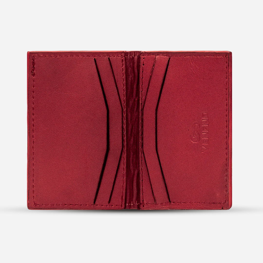 Tarjetero Vertical "Huracán" Ostrich Red