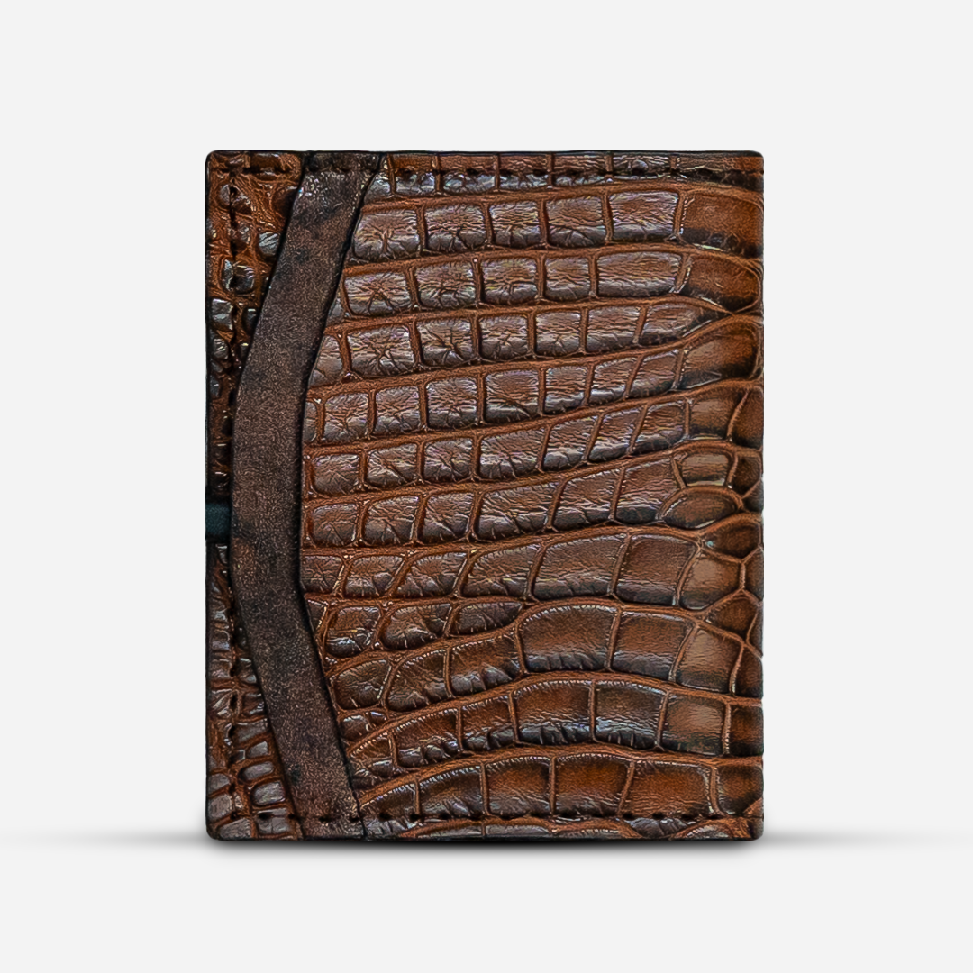 Cartera Compacta "The TIE" Billionaire Croc Cognac