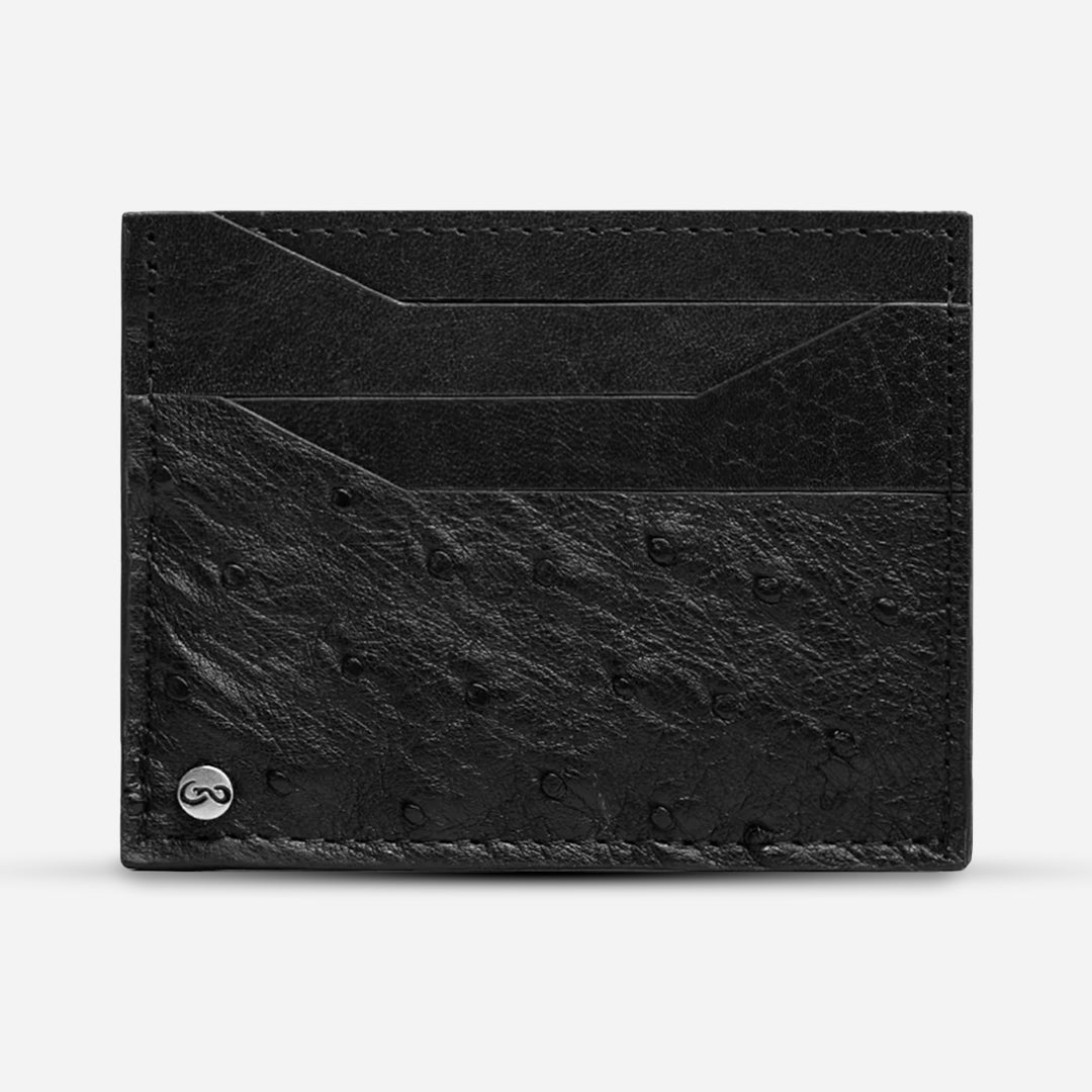 Tarjetero Horizontal "Turbo" Ostrich Full Black