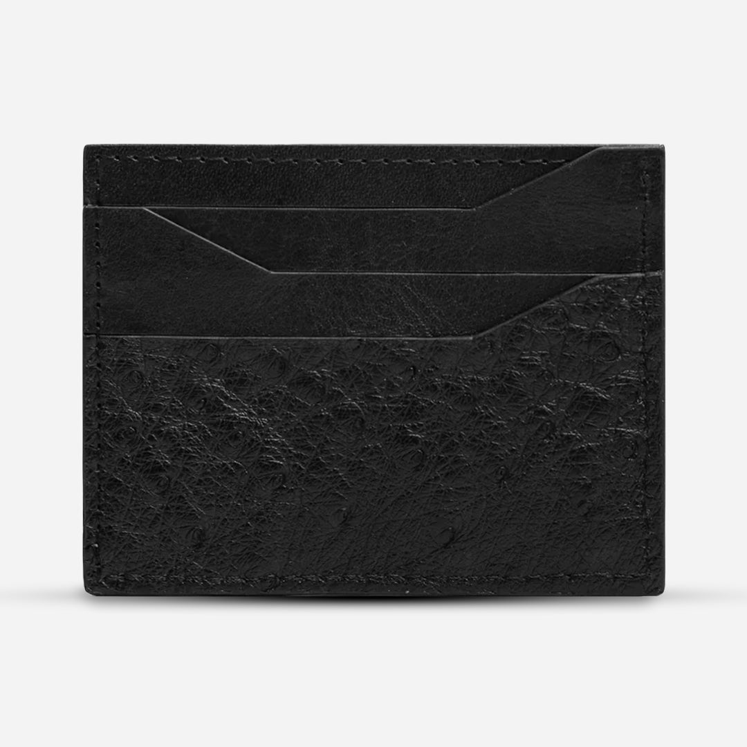 Tarjetero Horizontal "Turbo" Ostrich Full Black