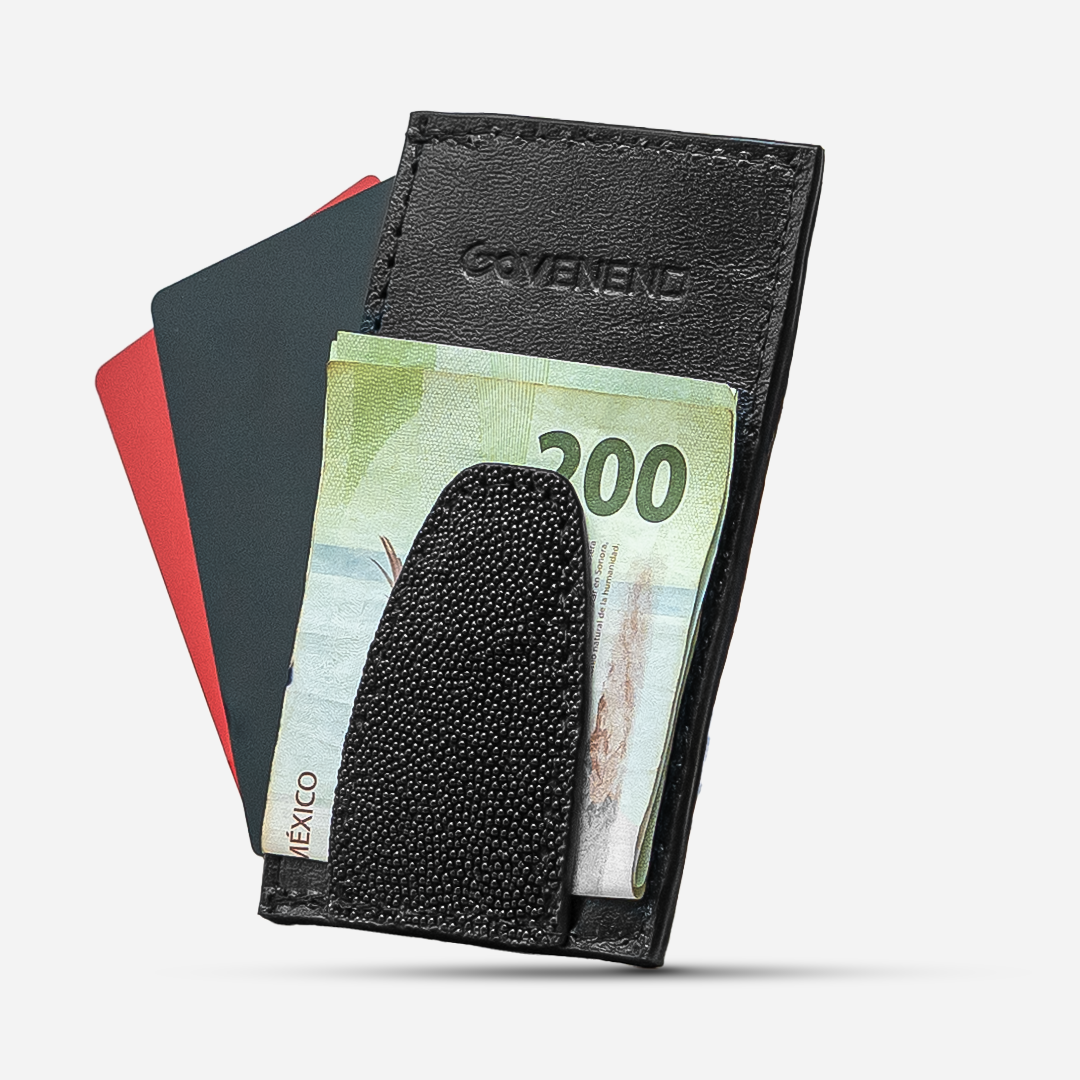 Tarjetero Vertical "The Fang" Lizzard Black
