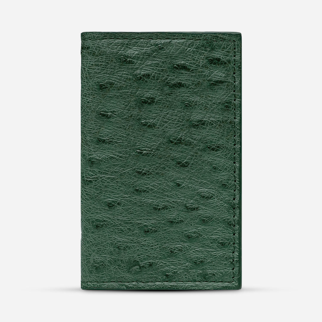 Tarjetero Vertical "Huracán" Ostrich Full Green