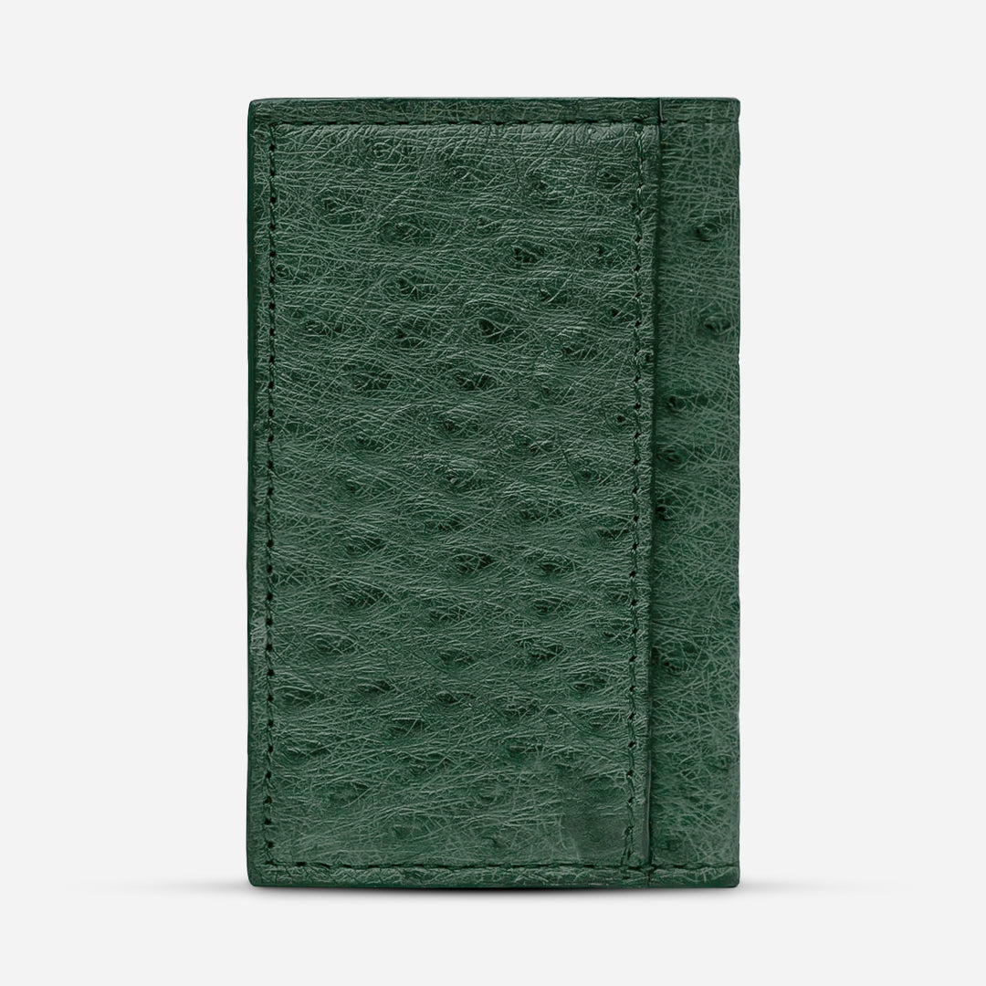 Tarjetero Vertical "Huracán" Ostrich Full Green
