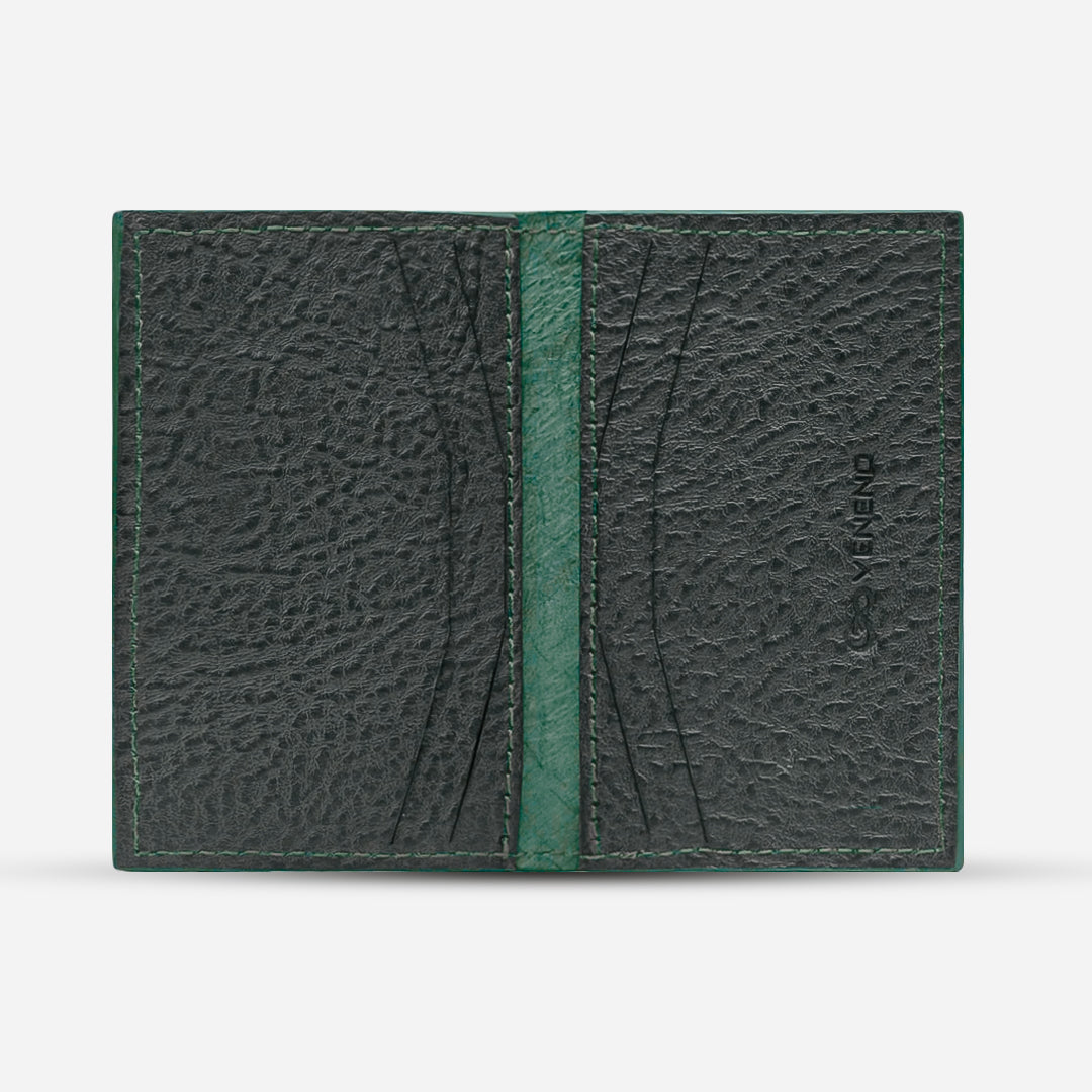 Tarjetero Vertical "Huracán" Ostrich Full Green