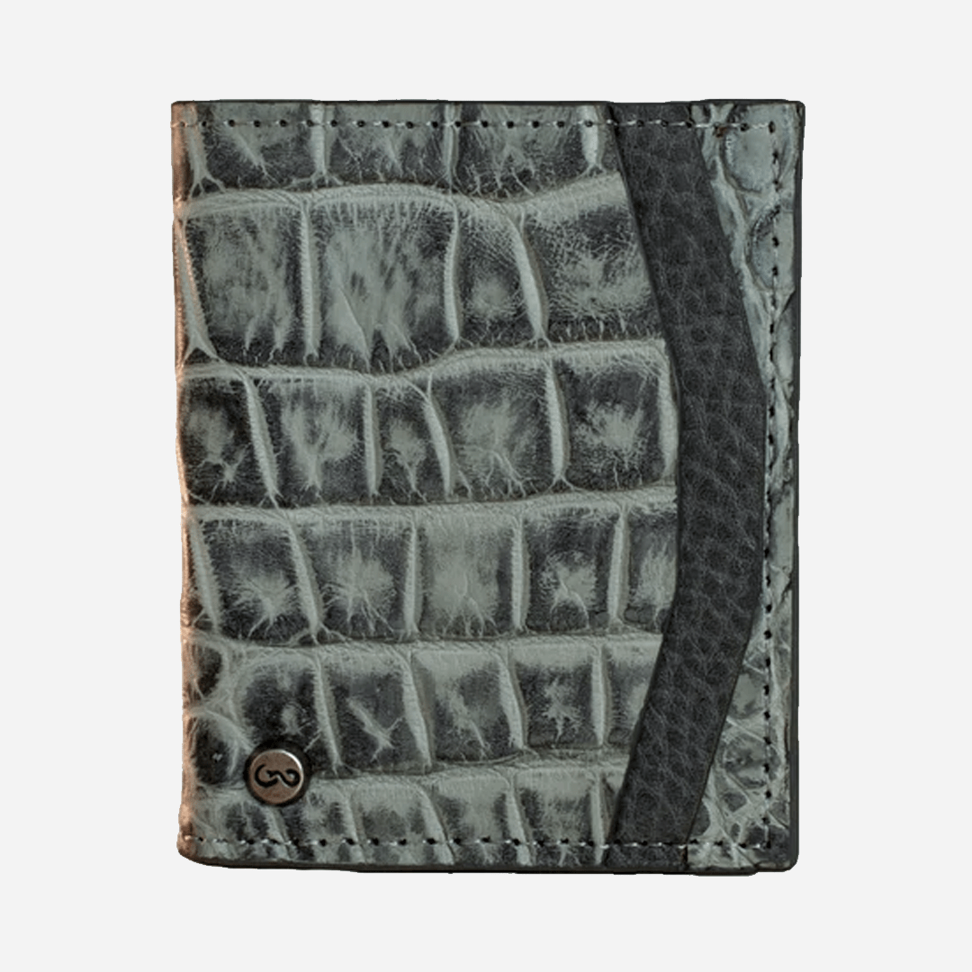 Veneno Leather Goods Cartera Compacta "The TIE" Billionaire Croc Snow