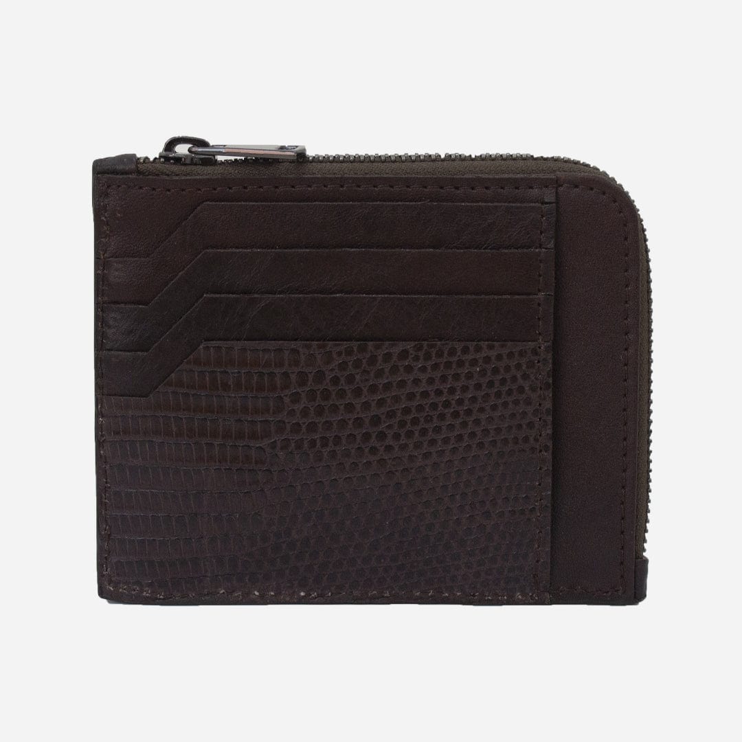 Veneno Leather Goods Cartera con Zipper "The Look" - Lizzard Brandy