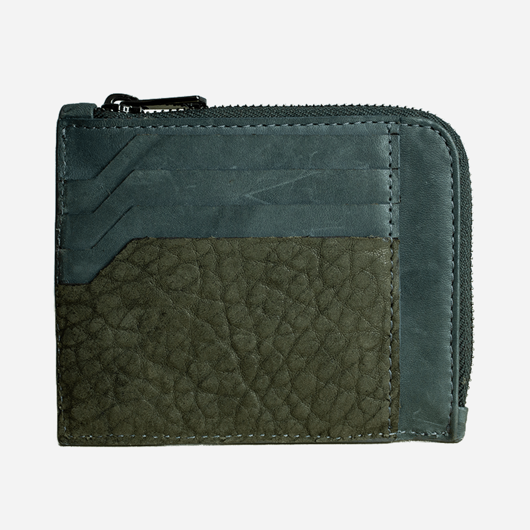 Veneno Leather Goods Cartera con Zipper "The Look" - Olive Gray