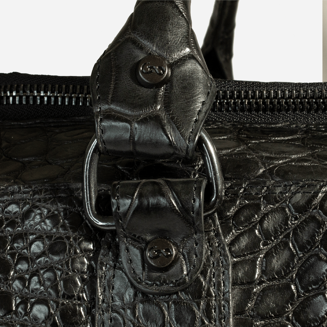 Veneno Leather Goods Elite "TITÁN Weekender" Billionaire Croc Black