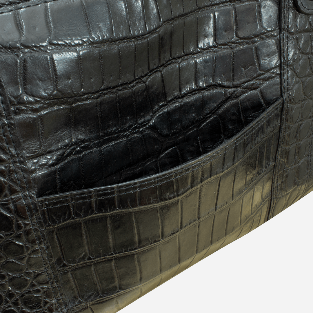 Veneno Leather Goods Elite "TITÁN Weekender" Billionaire Croc Black