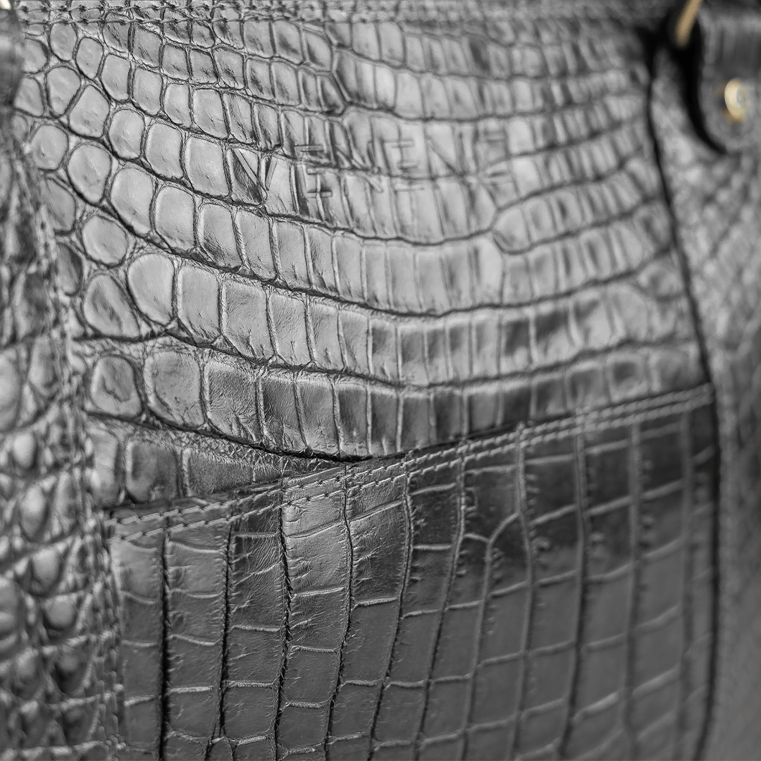 Veneno Leather Goods Elite "TITÁN Weekender" Billionaire Croc Gray