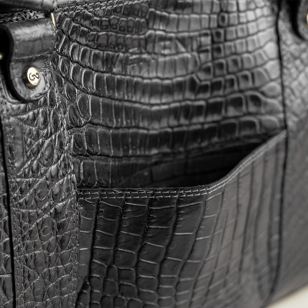 Veneno Leather Goods Elite "TITÁN Weekender" Billionaire Croc Gray
