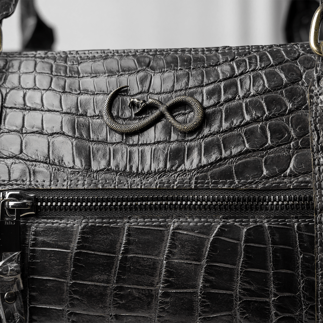 Veneno Leather Goods Elite "TITÁN Weekender" Billionaire Croc Gray