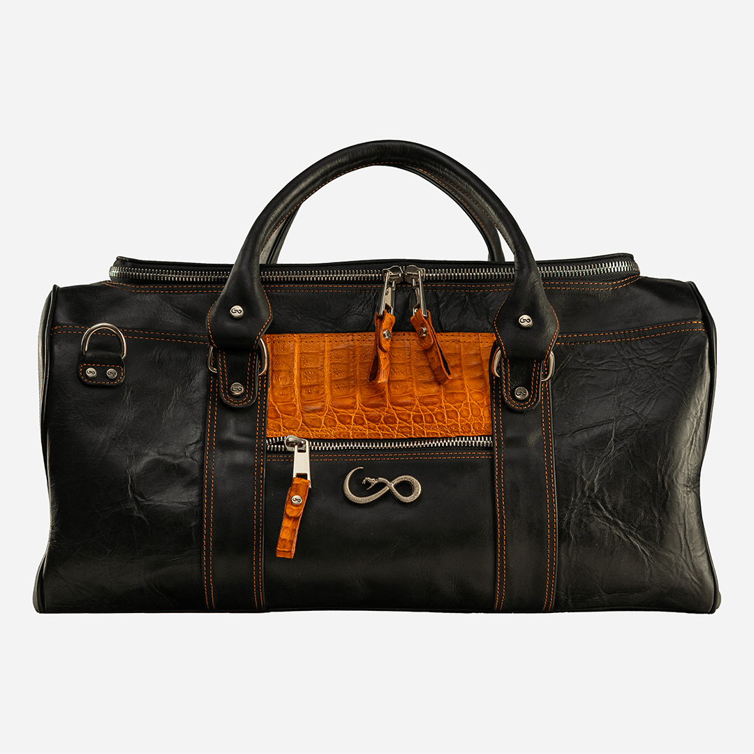 Veneno Leather Goods "TITÁN Weekender" Billionaire Croc Orange Sunset