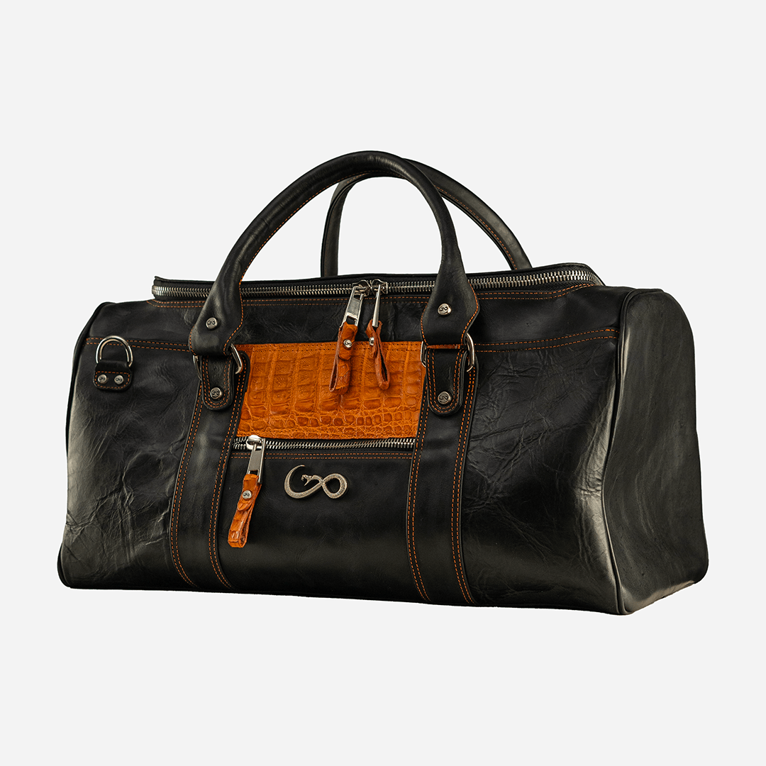 Veneno Leather Goods "TITÁN Weekender" Billionaire Croc Orange Sunset