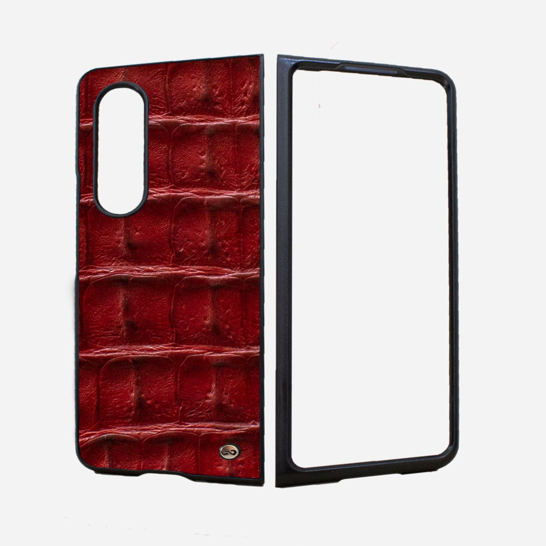 Veneno Leather Goods Z FOLD 3  - Billionaire Croc Red