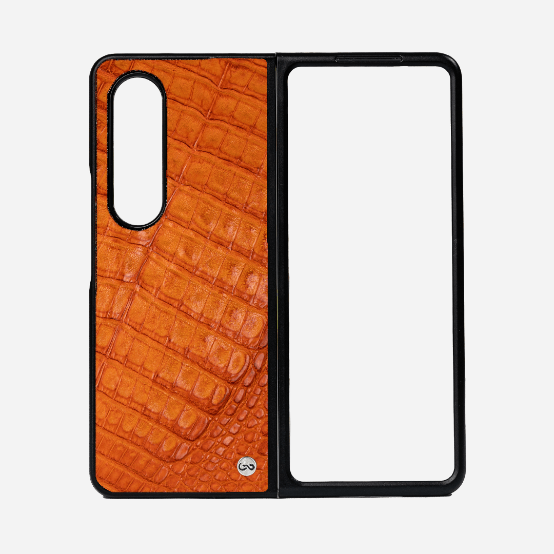 Veneno Leather Goods ZFOLD4 - Billionaire Croc Orange Sunset