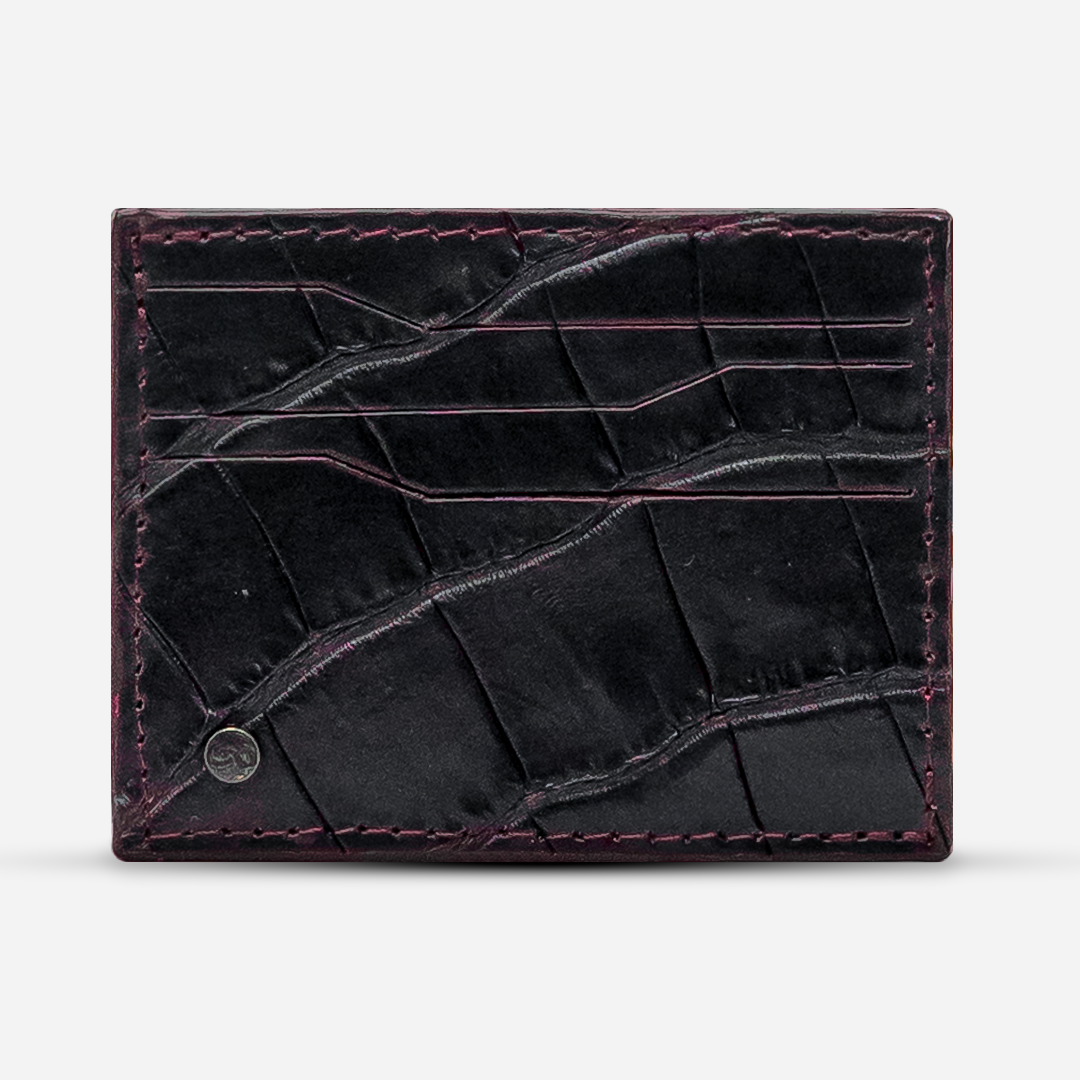 Tarjetero Horizontal "Turbo" Croc Black Cherry