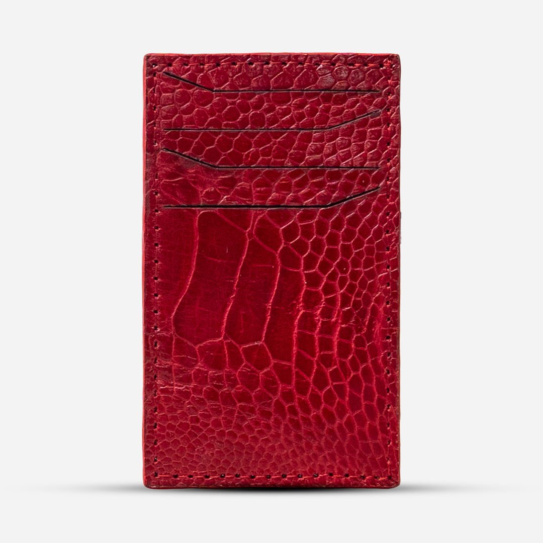 Tarjetero Vertical "The Fang" Ostrich Red