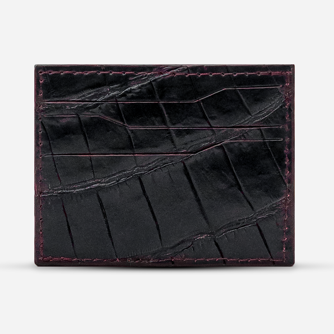 Tarjetero Horizontal "Turbo" Croc Black Cherry