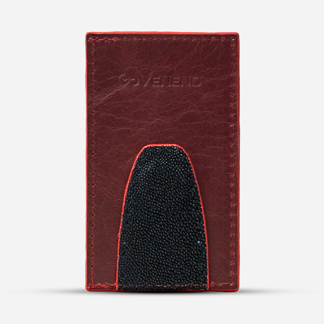 Tarjetero Vertical "The Fang" Ostrich Red