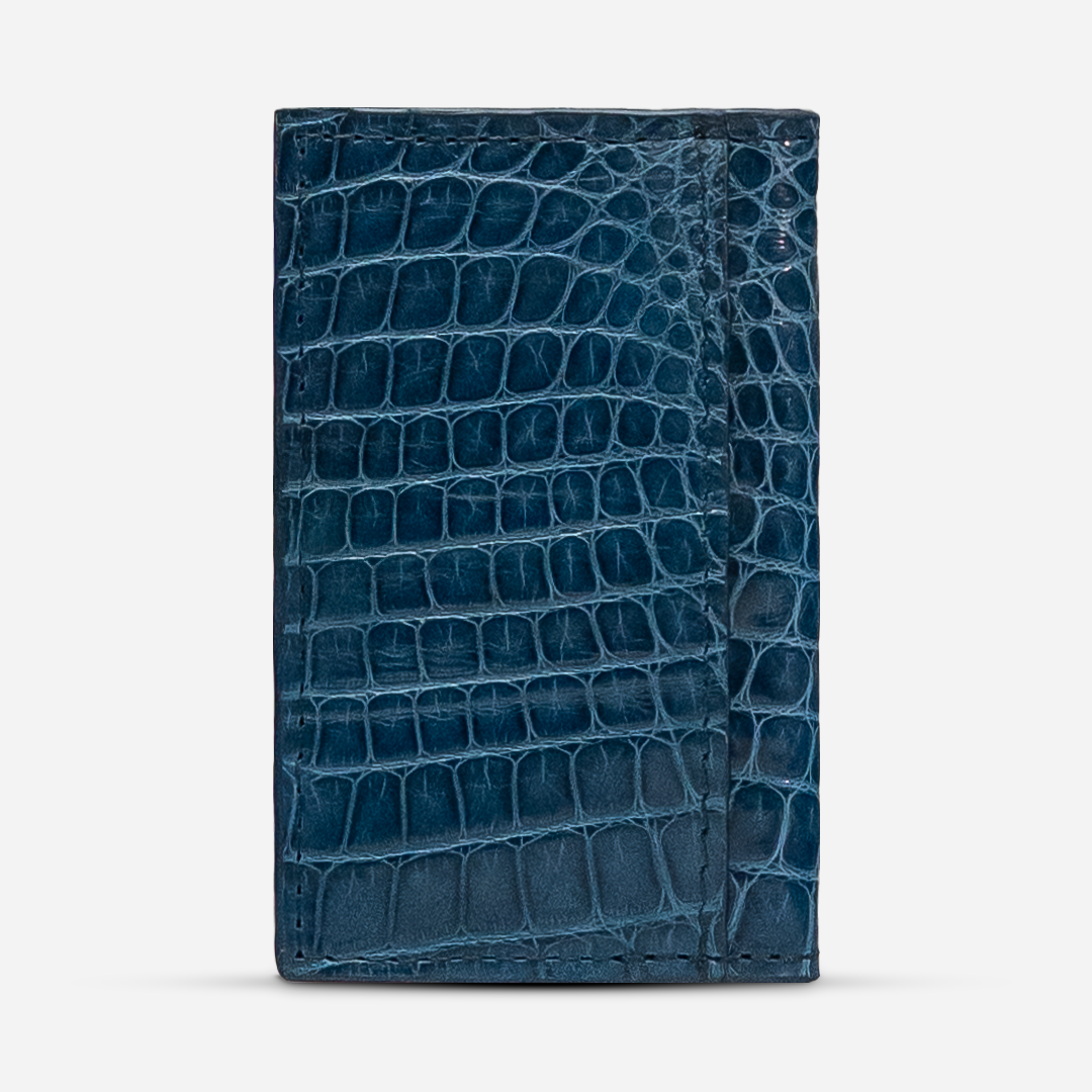 Tarjetero Vertical "Huracán" Billionaire Croc Patent Blue