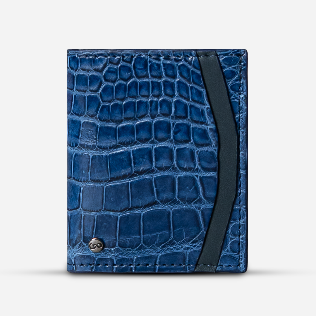 Cartera Compacta "The TIE" Billionaire Croc Patent Blue