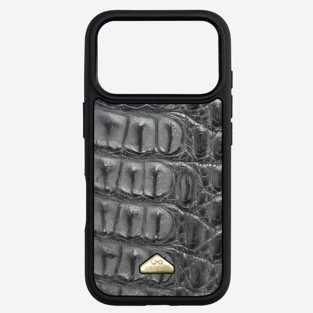 Funda iPhone 17 Pro Billionaire Croc Gray