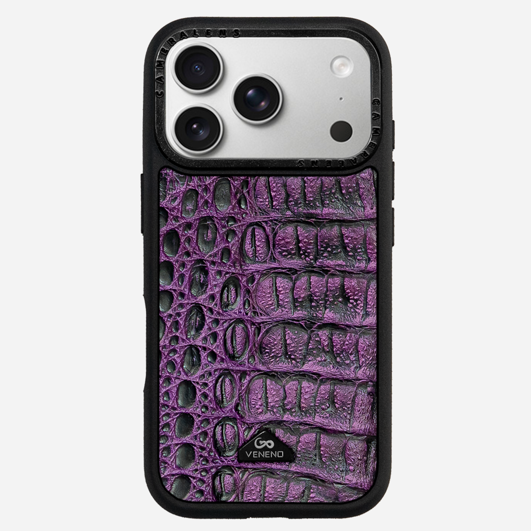 Funda iPhone 17 Pro Billionaire Croc Purple