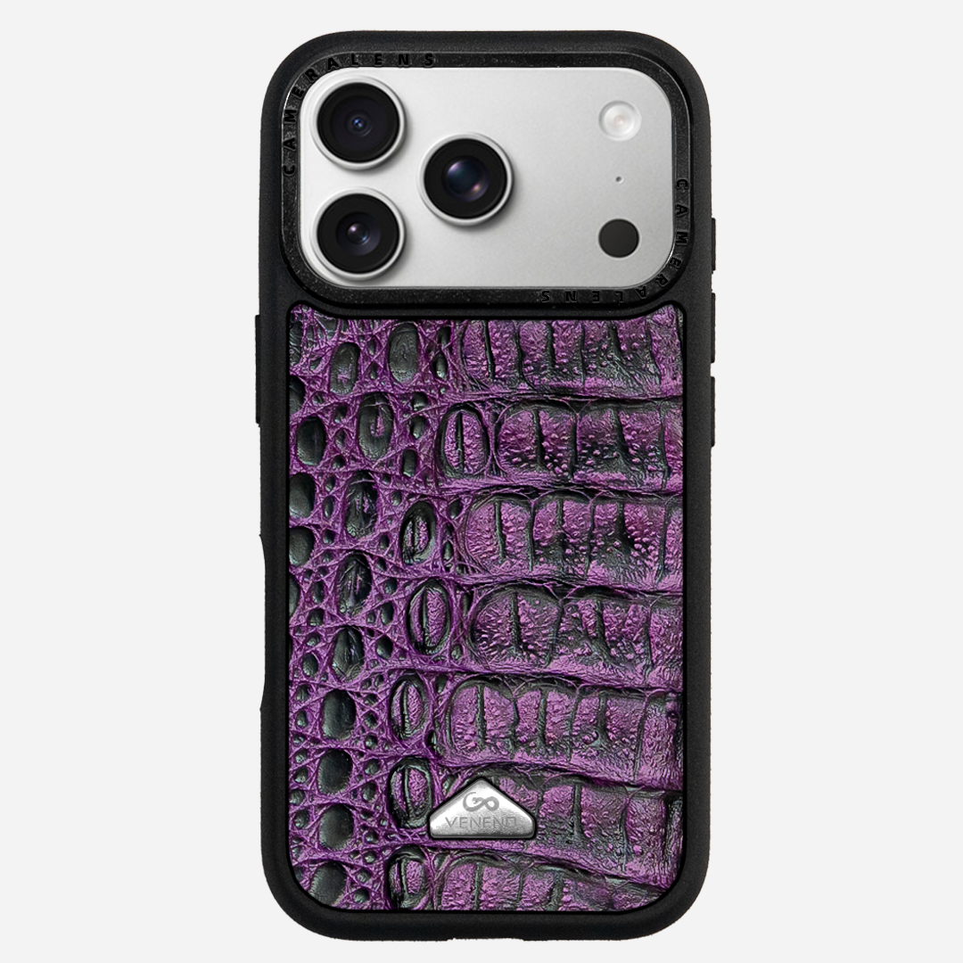 Funda iPhone 17 Pro Billionaire Croc Purple