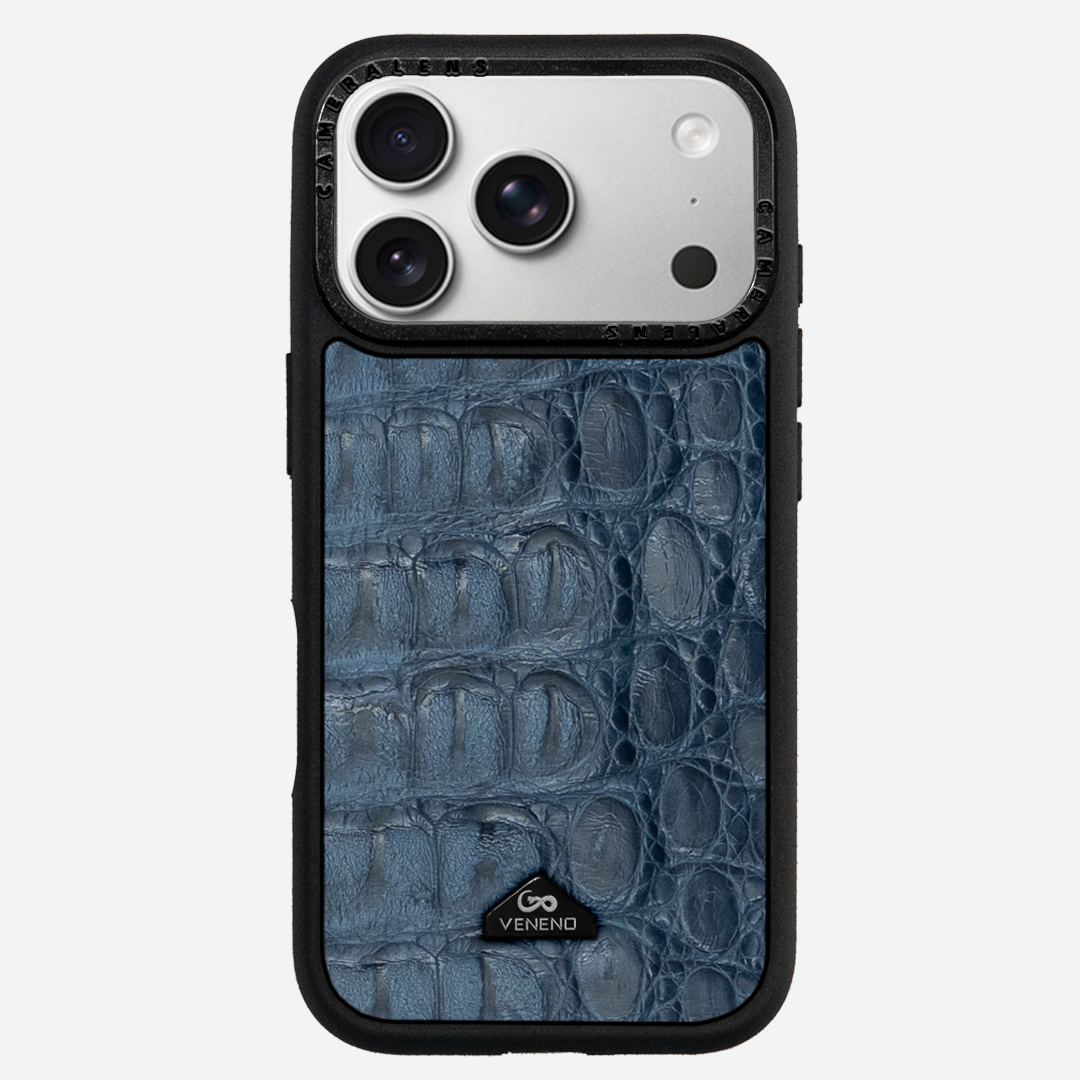 Funda iPhone 18 Pro Max Billionaire Croc Navy Blue