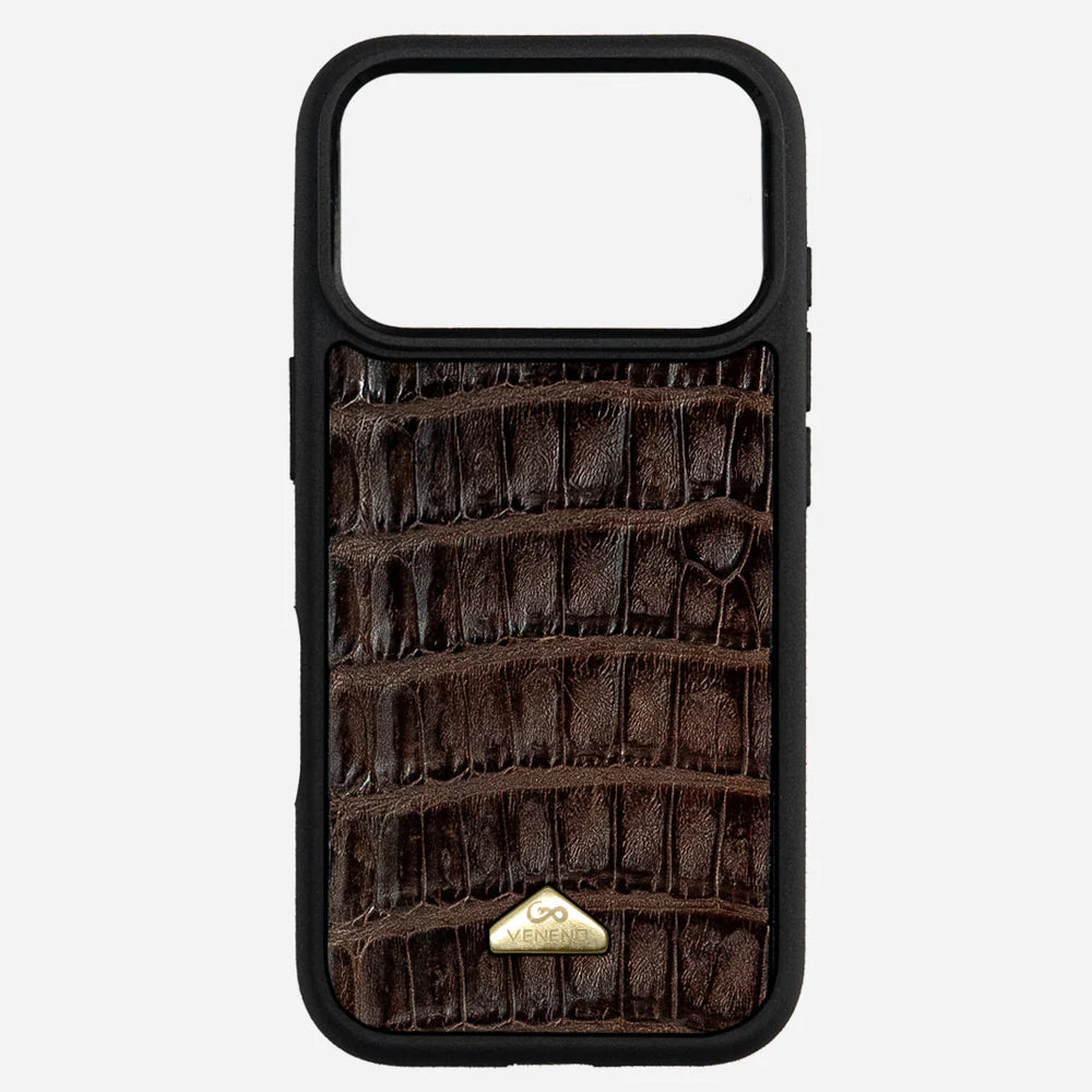Funda iPhone 17 Pro Billionaire Croc Brown
