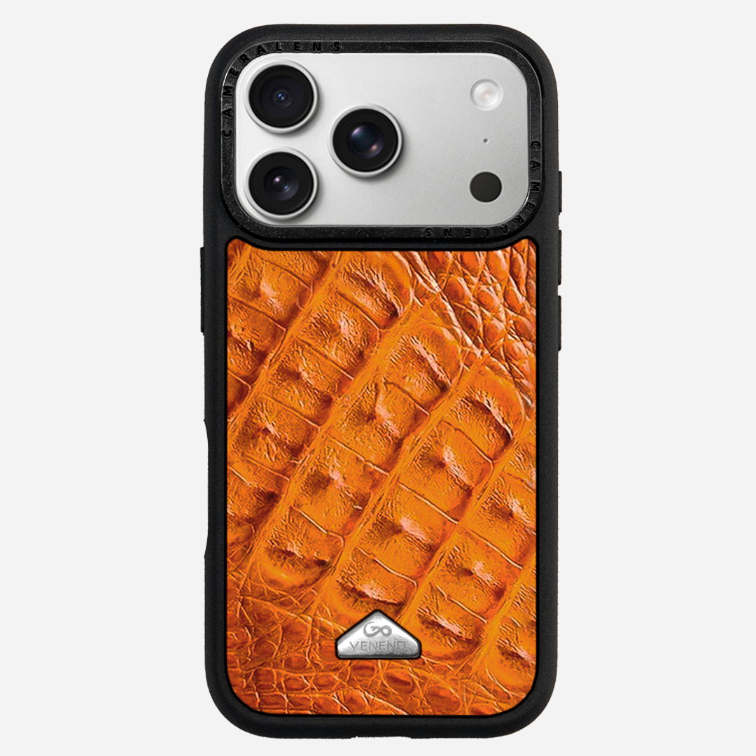 Funda iPhone 17 Pro Max Billionaire Croc Orange Sunset