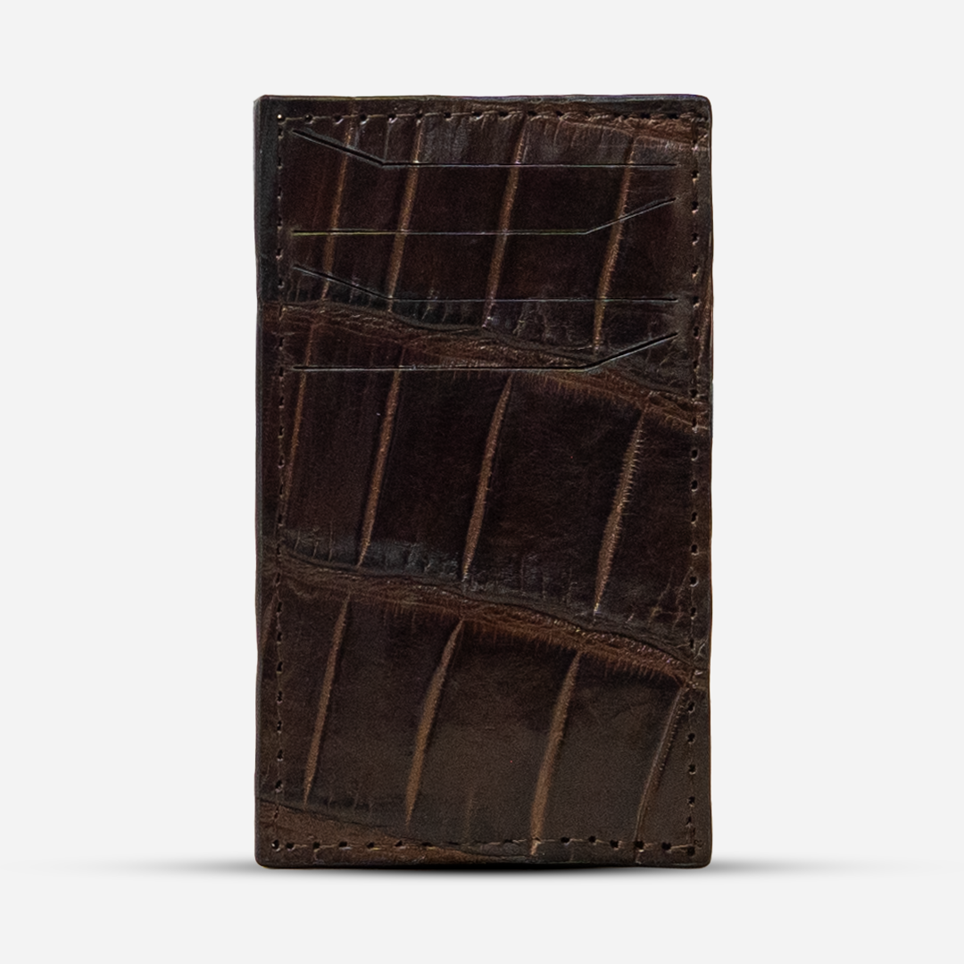 Tarjetero Vertical "The Fang" Billionaire Croc Brown