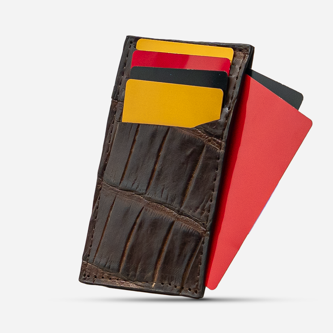Tarjetero Vertical "The Fang" Billionaire Croc Brown