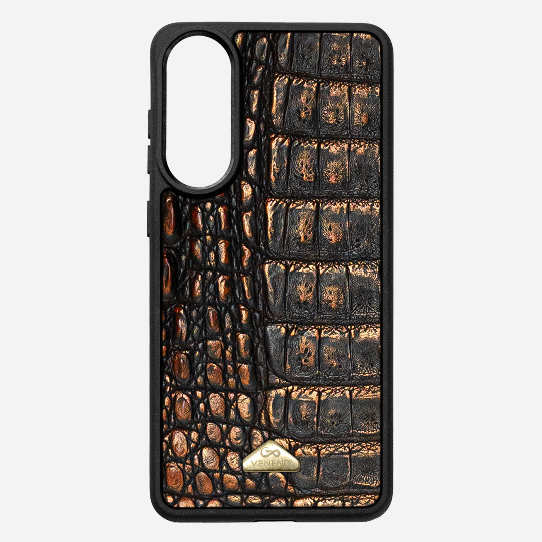 Funda S25 Edge Illuminati Billionaire Croc Sienna Glow