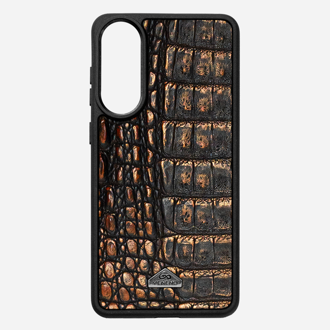 Funda S25 Edge Illuminati Billionaire Croc Sienna Glow