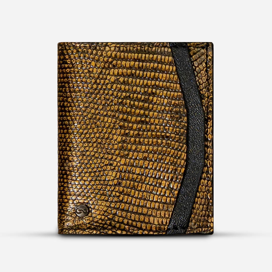 Cartera Compacta "The TIE" Lizzard Golden