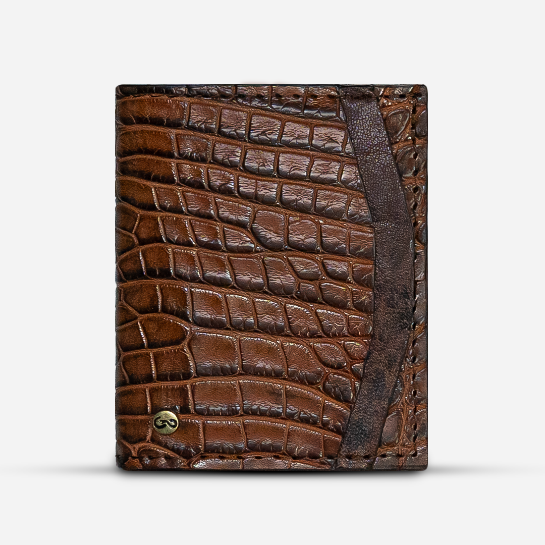 Cartera Compacta "The TIE" Billionaire Croc Cognac