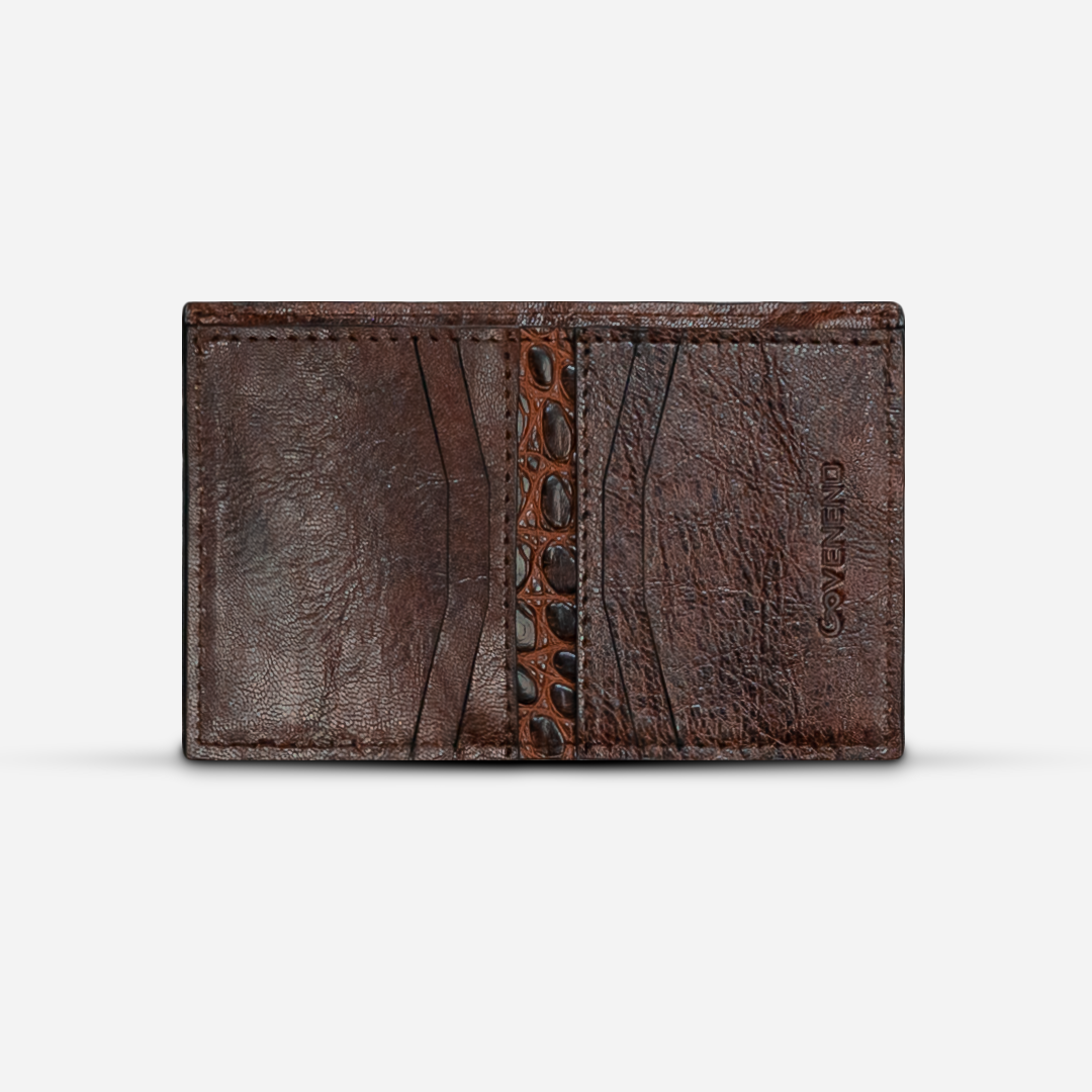 Cartera Compacta "The TIE" Billionaire Croc Cognac
