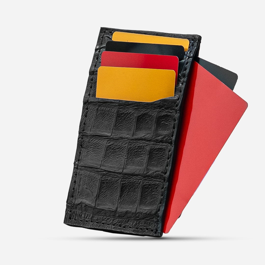 Tarjetero Vertical "The Fang" Billionaire Croc Black