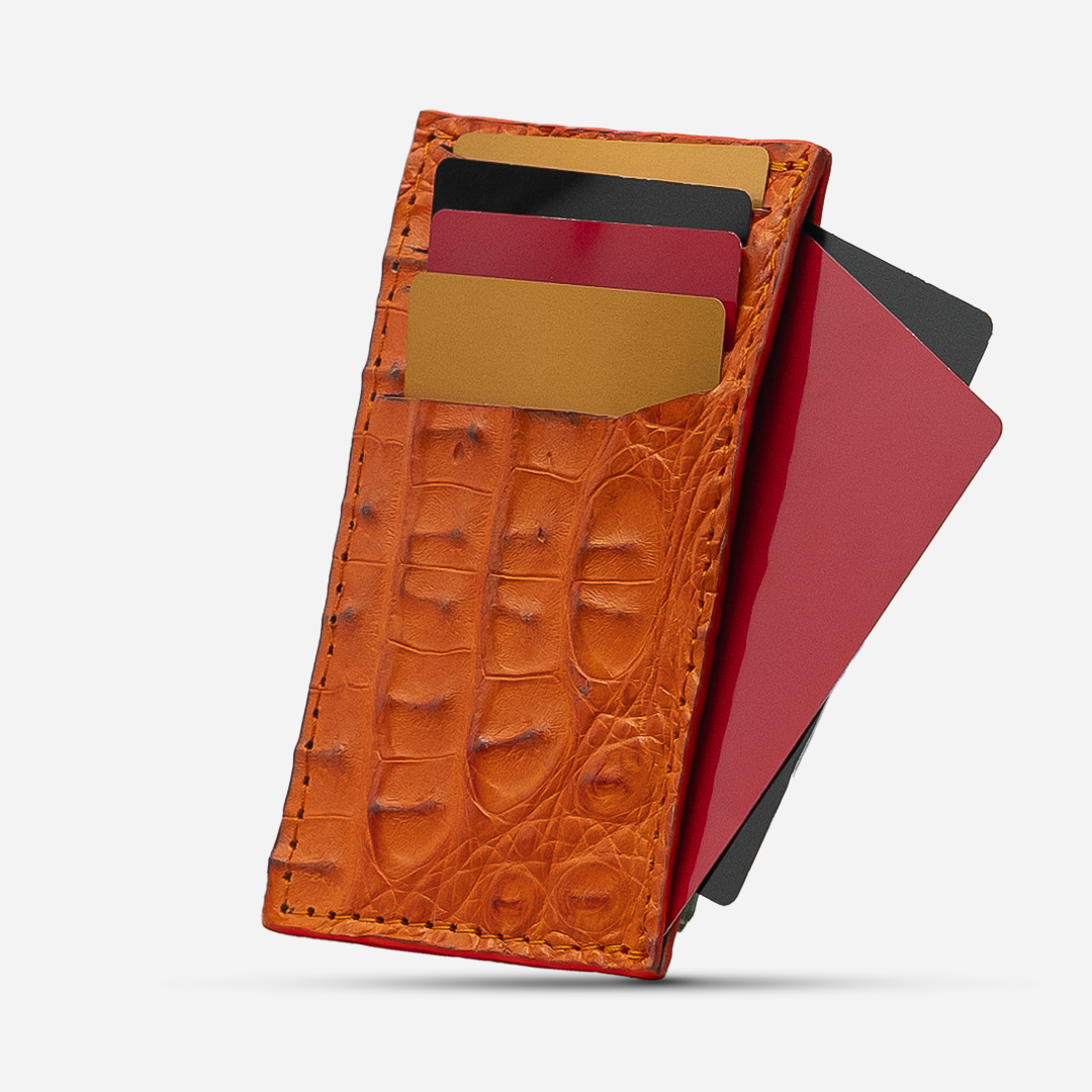 Tarjetero Vertical "The Fang" Billionaire Croc Orange Sunset