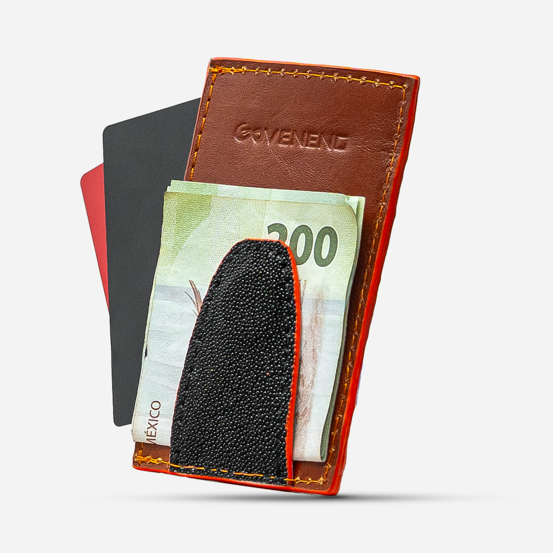 Tarjetero Vertical "The Fang" Billionaire Croc Orange Sunset