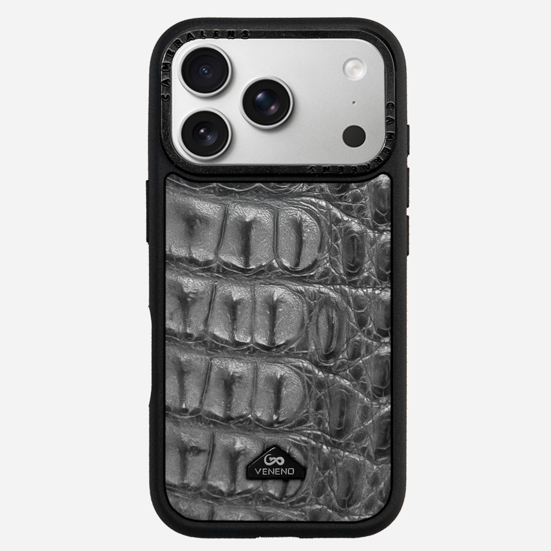 Funda iPhone 17 Pro Billionaire Croc Gray