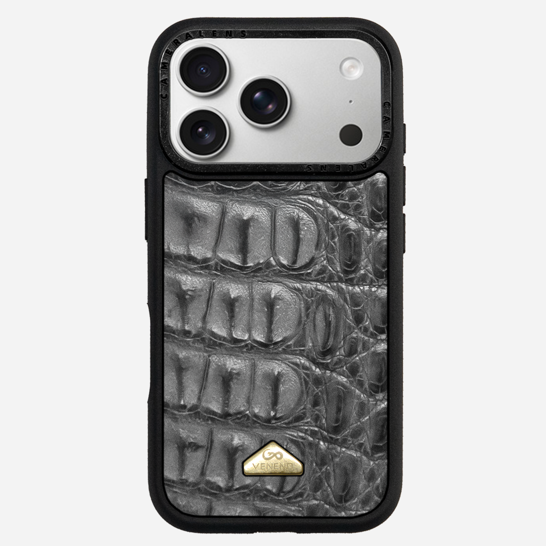 Funda iPhone 17 Pro Billionaire Croc Gray