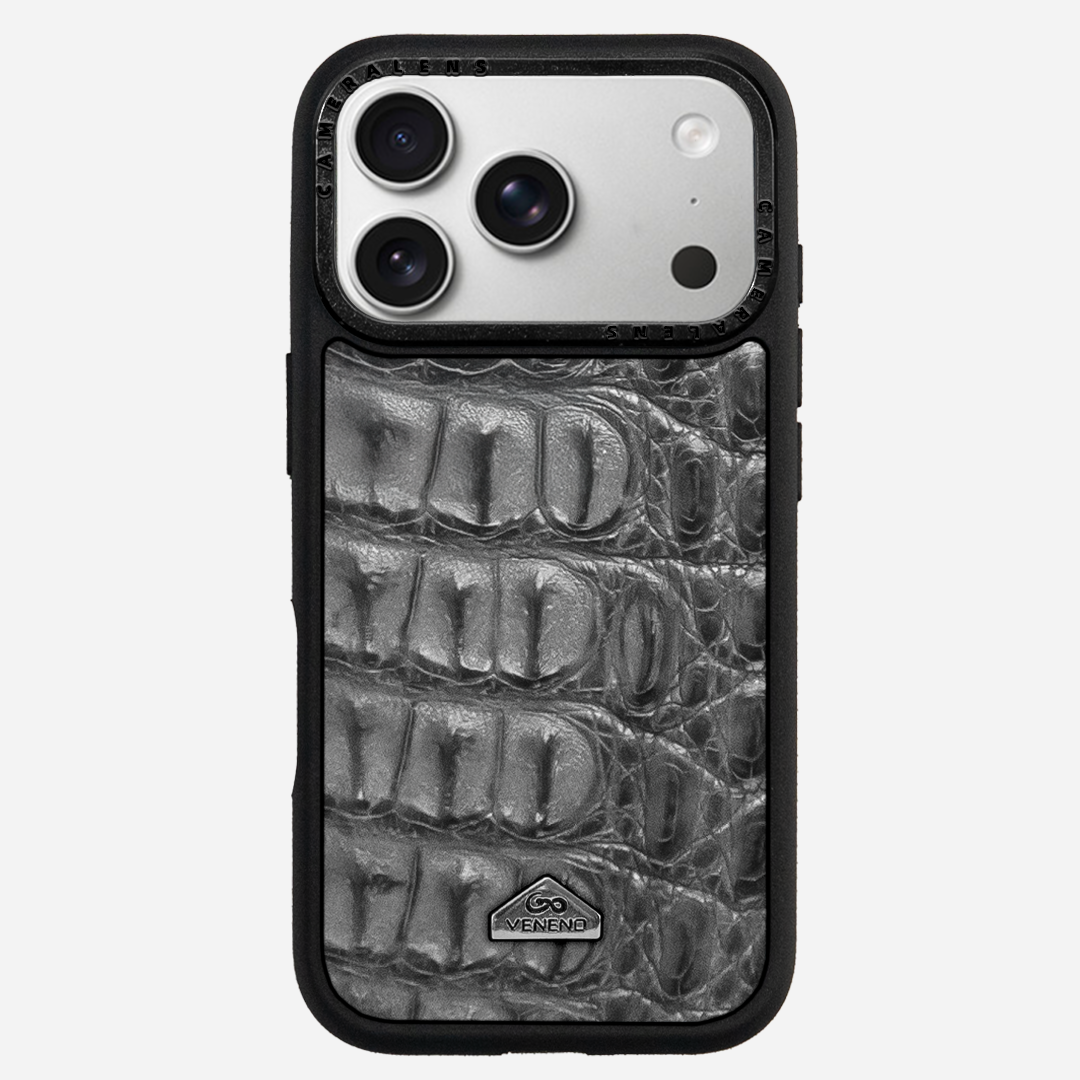 Funda iPhone 17 Pro Billionaire Croc Gray